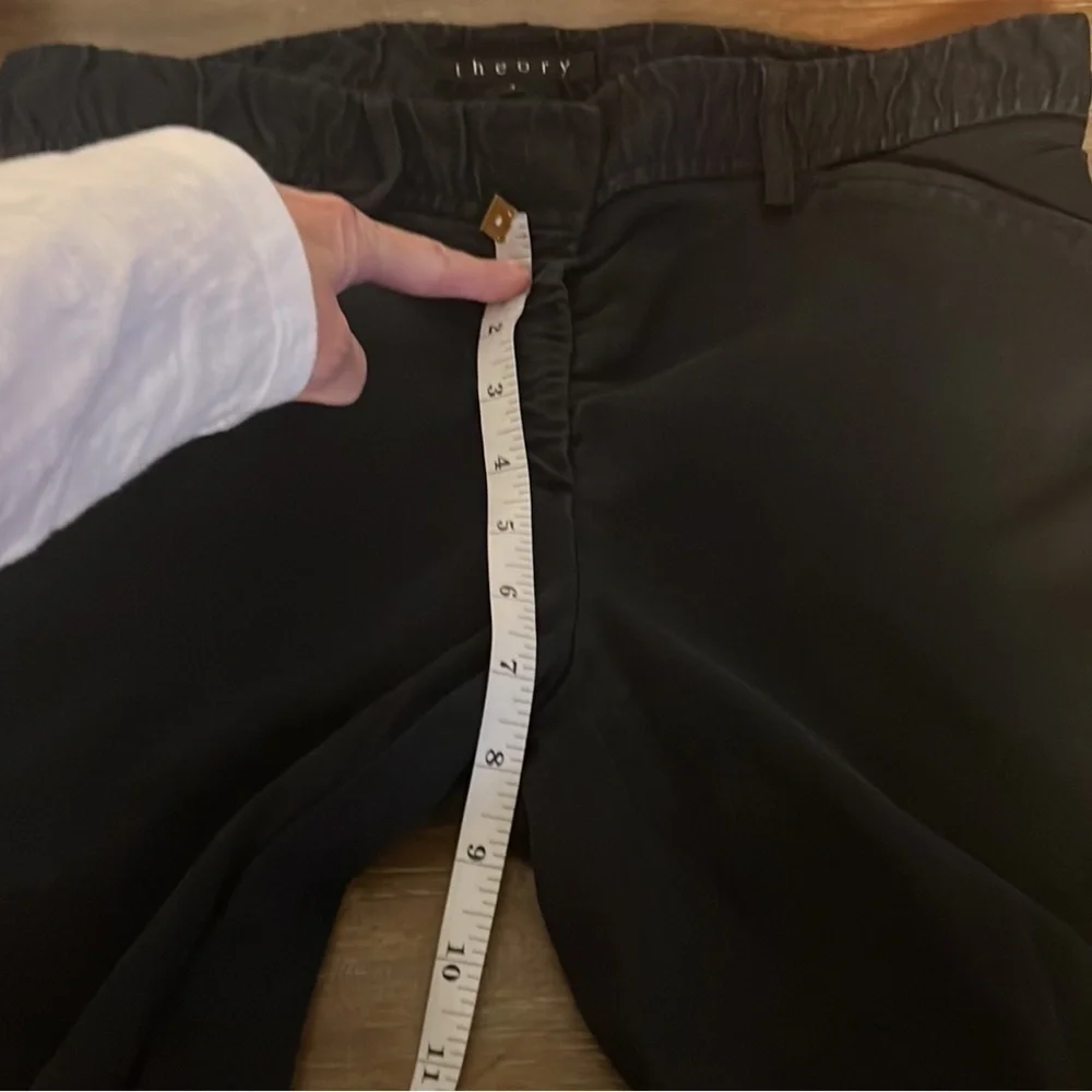 Theory,Eco-Crunch Wash, Pull-On Tailored Trouser Black Minimalist Pant,Size 4